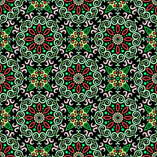 Green - Red Mandala Fabric - 138