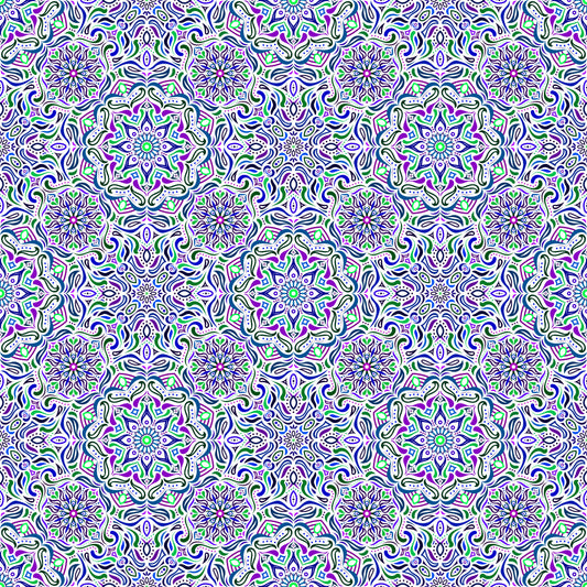 Green - Blue - Purple Mandala Fabric 2009.4i