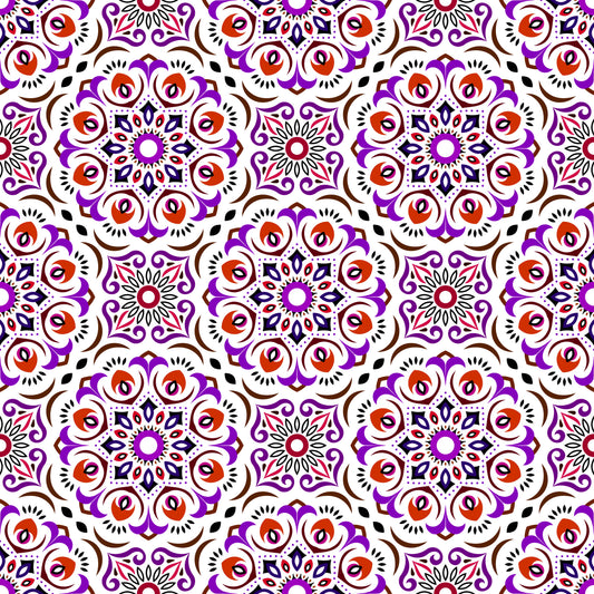 Purple - Red Mandala Fabric - 209i