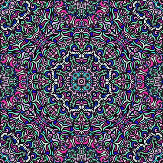 Turquoise - Pink - Blue Mandala Fabric 2006.3