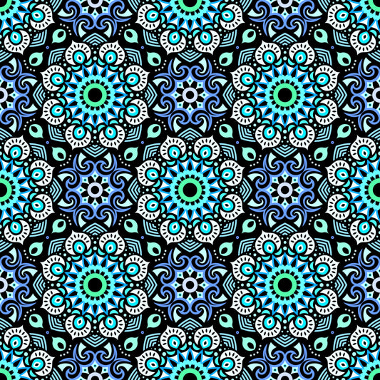 Turquoise - Blue Mandala Fabric - 193