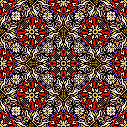 Red - Yellow - Blue Mandala Fabric 2009.2