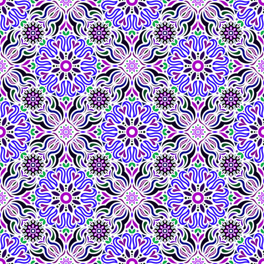 Purple - Blue - Green Mandala Fabric 2009.2i