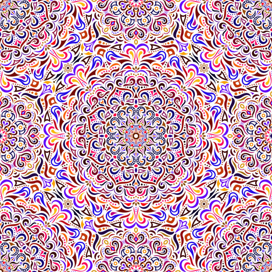 Red - Blue - Yellow Mandala Fabric 2005i