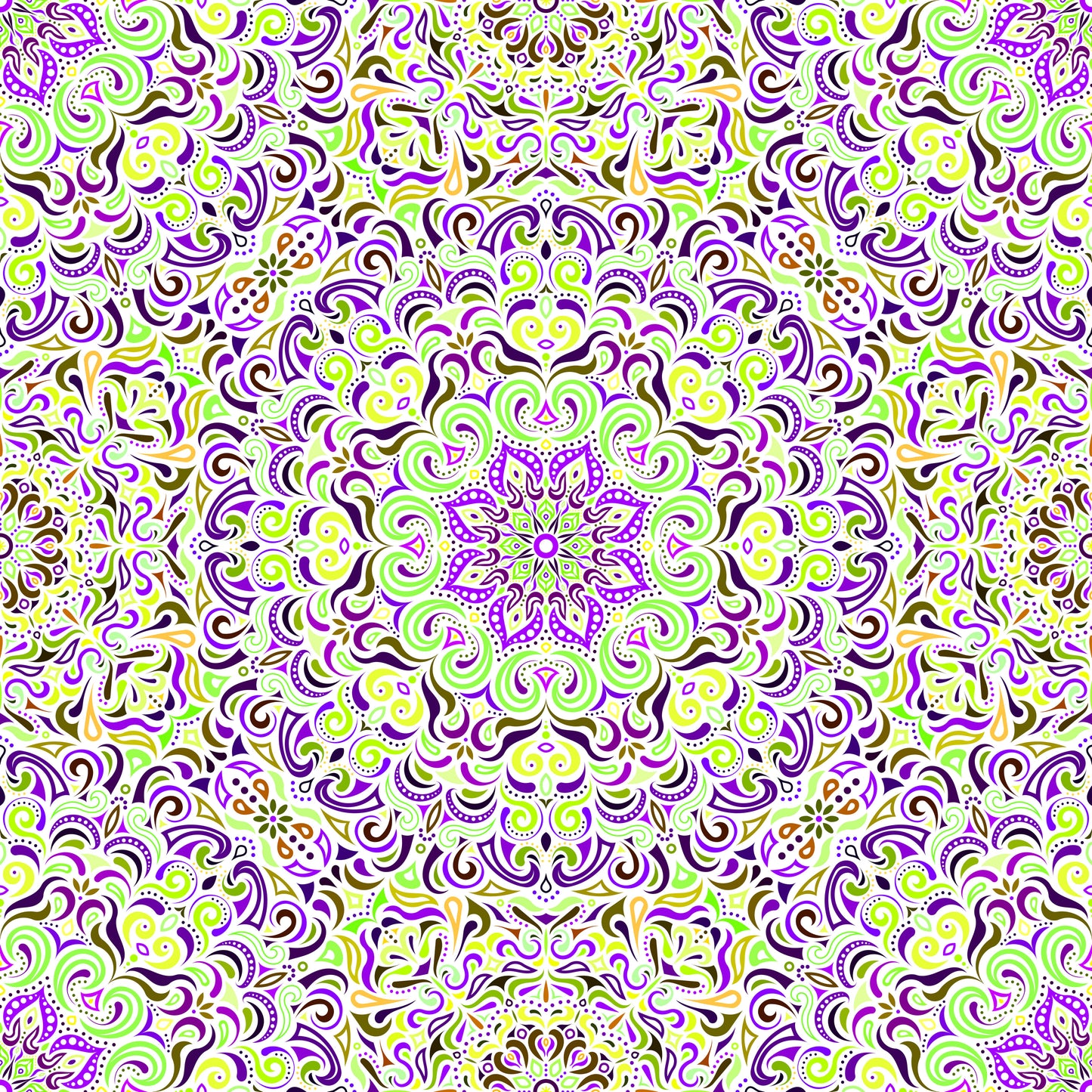 Green - Purple - Yellow Mandala Fabric 2007.1i