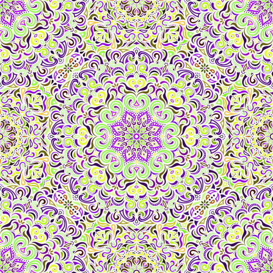 Green - Purple - Yellow Mandala Fabric 2007.1i