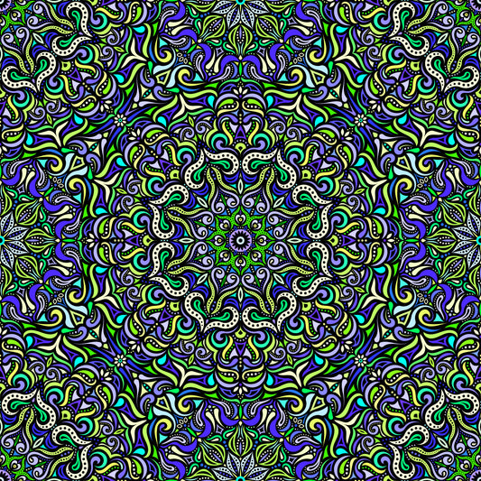 Blue - Green - Turquoise Mandala Fabric 2006.3
