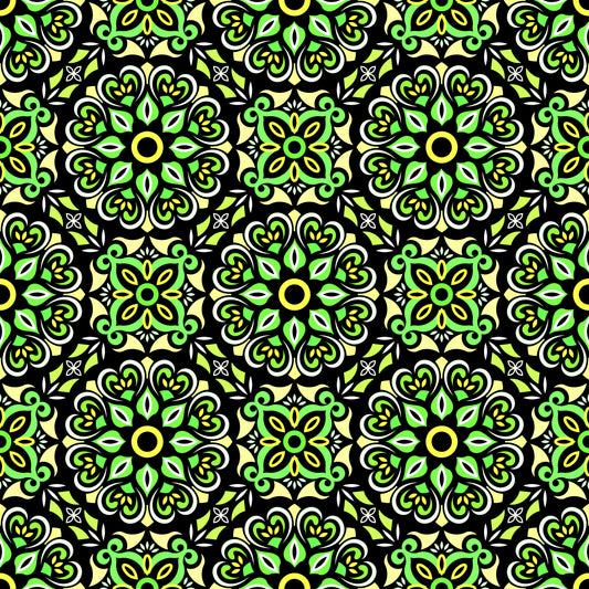 Green - Yellow Mandala Fabric - 206