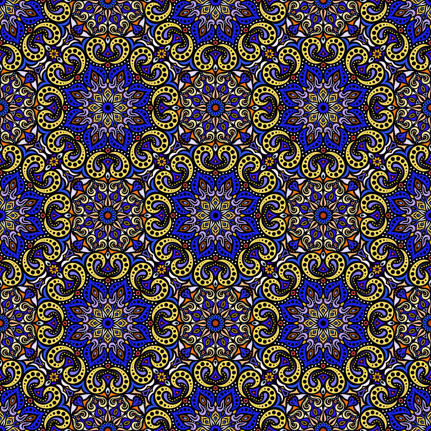 Yellow - Red - Blue Mandala Fabric 2007.3
