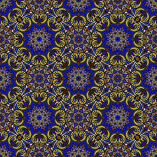 Yellow - Red - Blue Mandala Fabric 2007.3