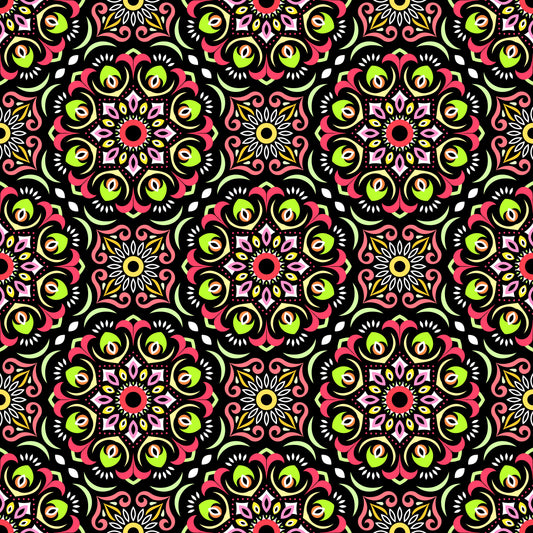 Red - Yellow - Green Mandala Fabric - 209