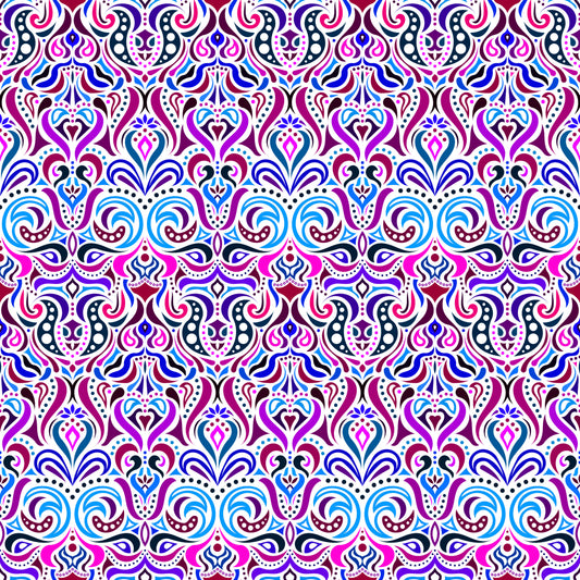 Purple - Blue - Pink Abstract Doodle Fabric 1011.4i