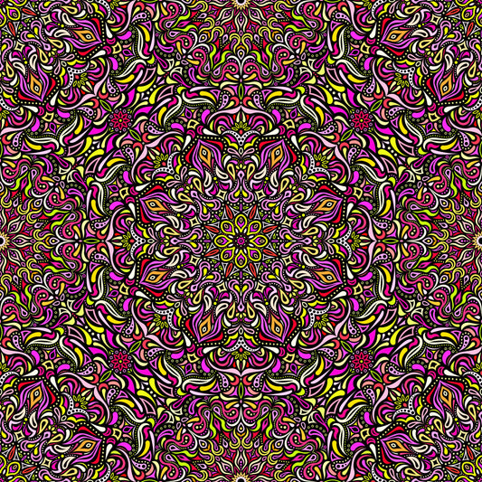 Yellow - Red - Pink Mandala Fabric 2008.1