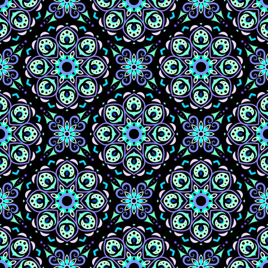 Turquoise - Blue Mandala Fabric - 183