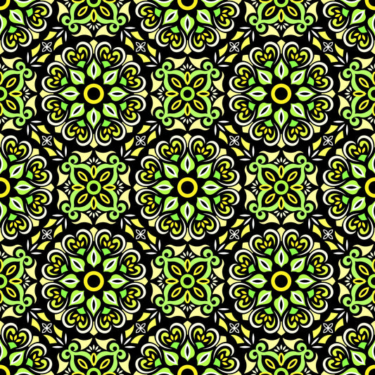 Green - Yellow Mandala Fabric - 206