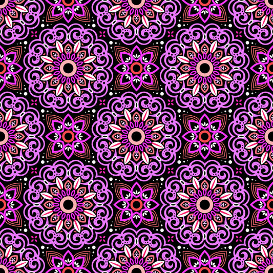 Purple - Red Mandala Fabric - 149