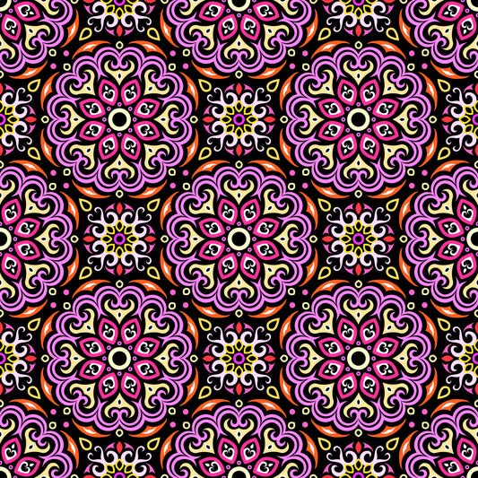 Pink - Orange - Yellow Mandala Fabric - 155