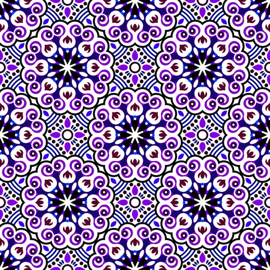 Purple - Blue Mandala Fabric - 132i