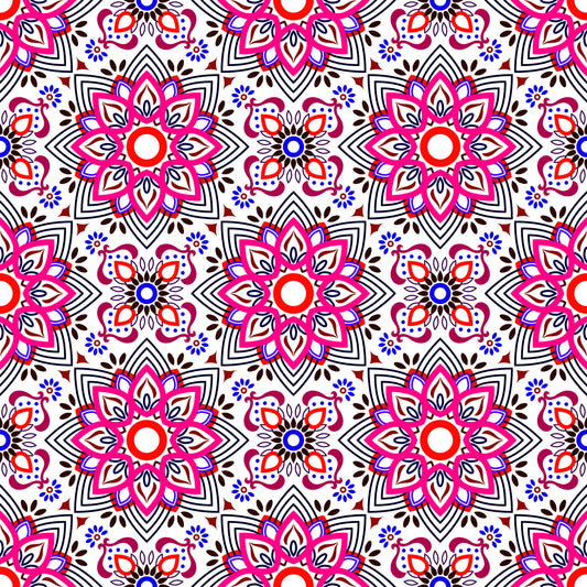 Pink - Red - Blue Mandala Fabric - 145i