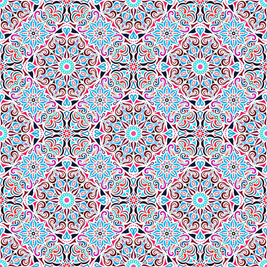 Blue - Red Mandala Fabric 2007.2i