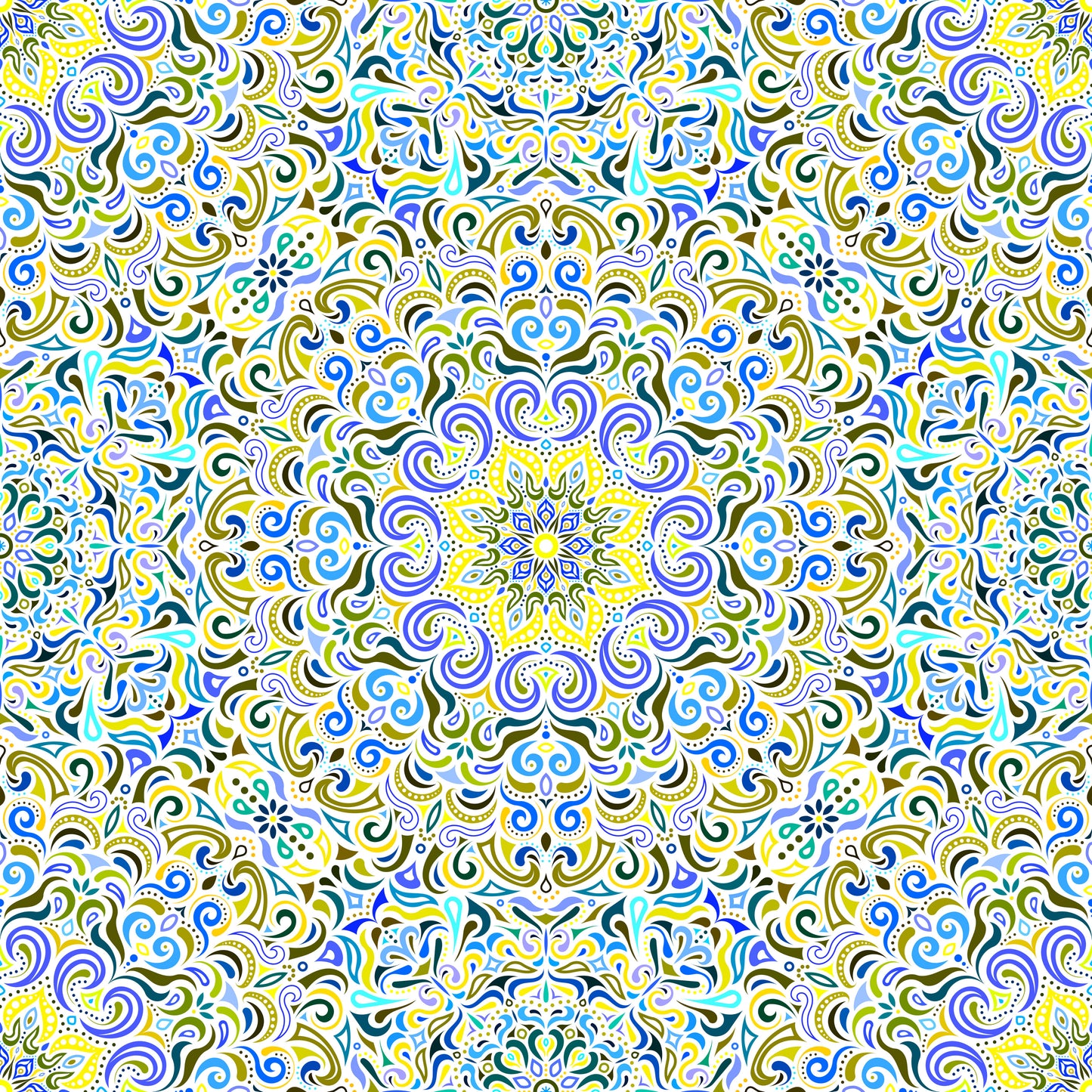 Yellow - Blue Mandala Fabric 2007.1i