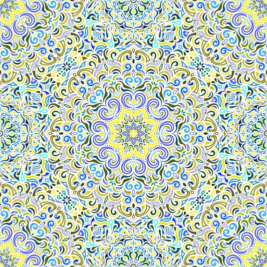 Yellow - Blue Mandala Fabric 2007.1i