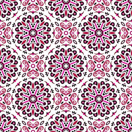 Red - Pink Mandala Fabric - 156i
