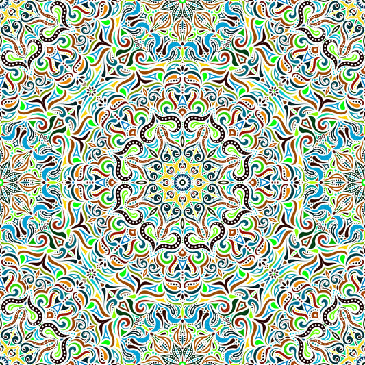 Green - Brown - Blue Mandala Fabric 2006.3i