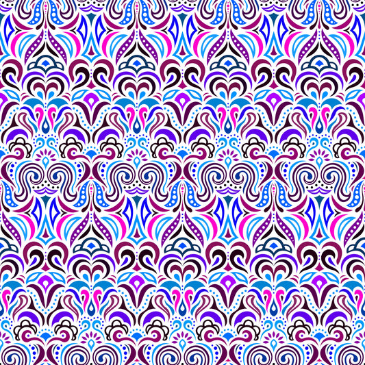 Blue - Pink - Purple Abstract Doodle Fabric 1008.3i