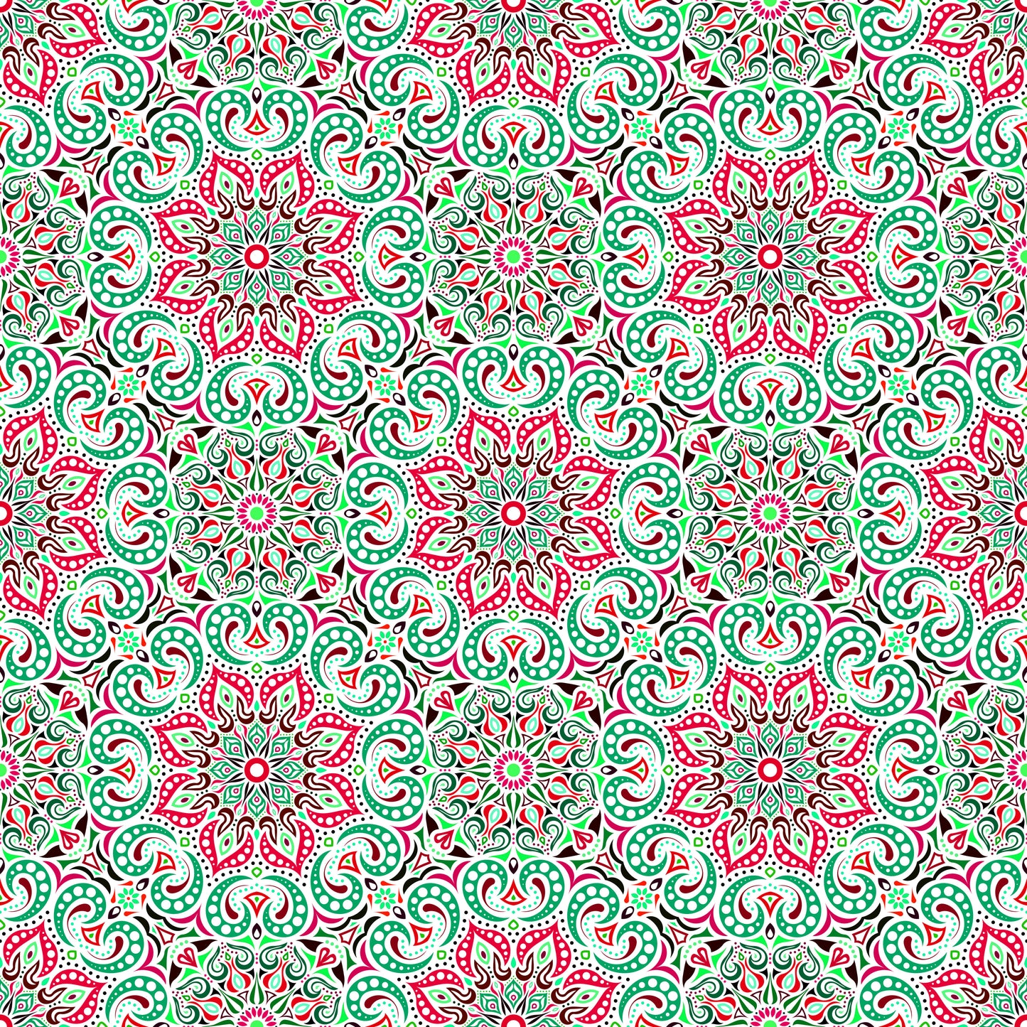 Green - Red Mandala Fabric 2007.3i