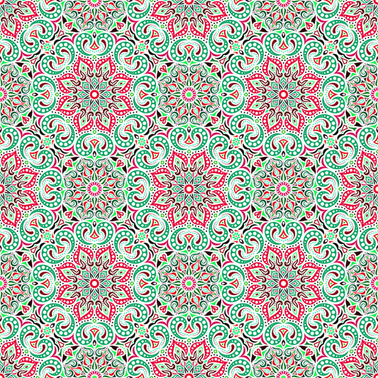 Green - Red Mandala Fabric 2007.3i