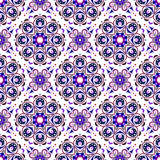 Blue - Purple Mandala Fabric - 183i