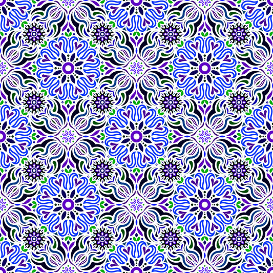 Blue - Green - Purple Mandala Fabric 2009.2i