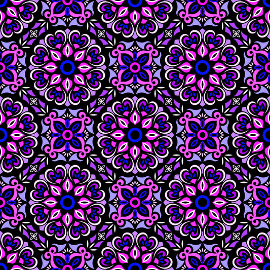 Purple - Pink - Blue Mandala Fabric - 206
