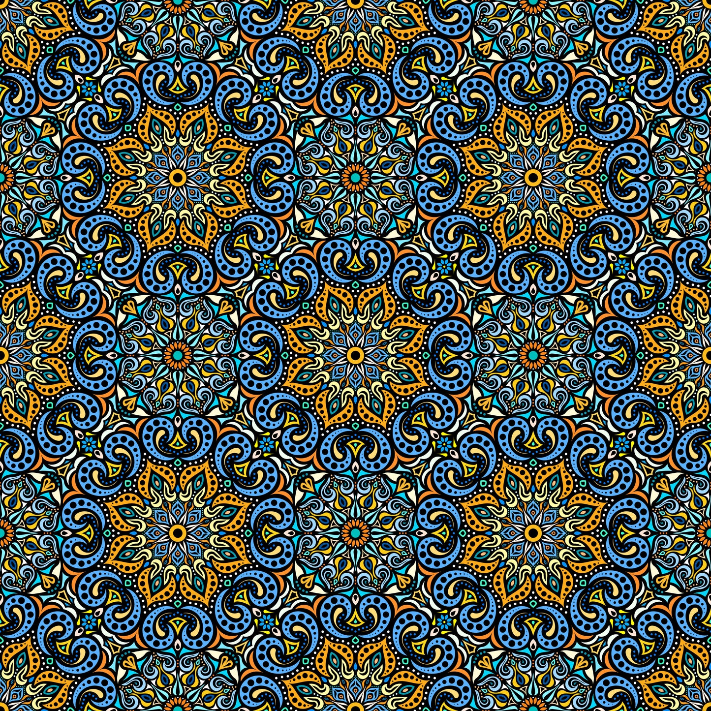 Yellow - Blue Mandala Fabric 2007.3