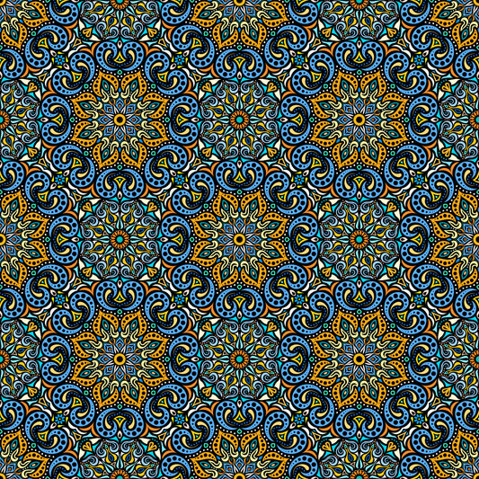Yellow - Blue Mandala Fabric 2007.3