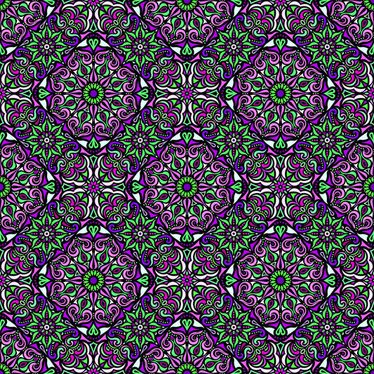 Purple - Green Mandala Fabric 2007.2