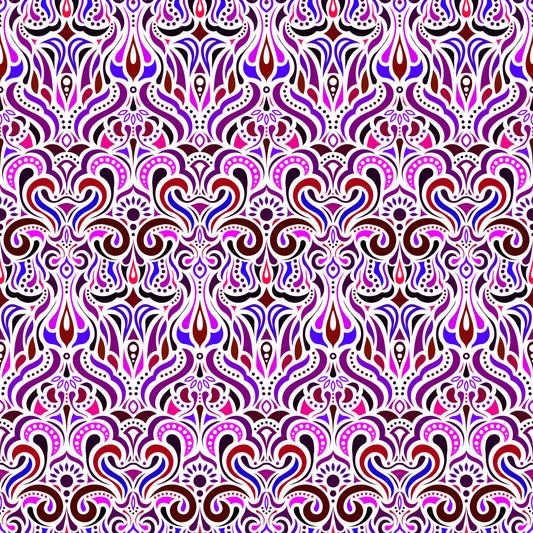 Pink - Purple - Red Abstract Doodle Fabric 1012i