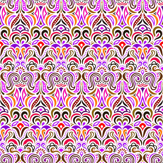 Purple - Orange - Red Abstract Doodle Fabric 1008.3i