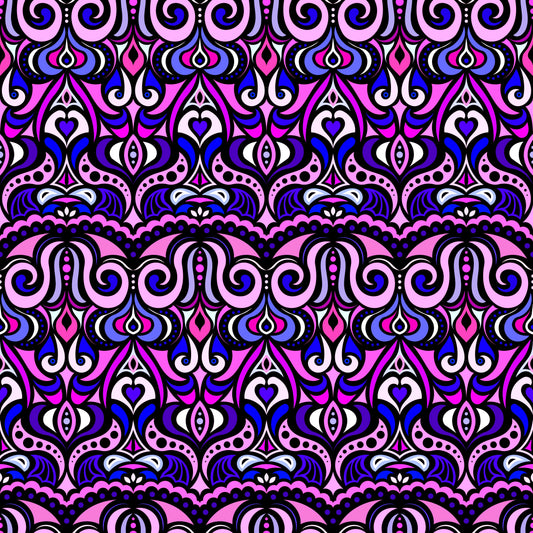 Pink - Purple - Blue Abstract Doodle Fabric 1010.2