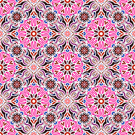 Red - Purple - Blue Mandala Fabric 2009.2i