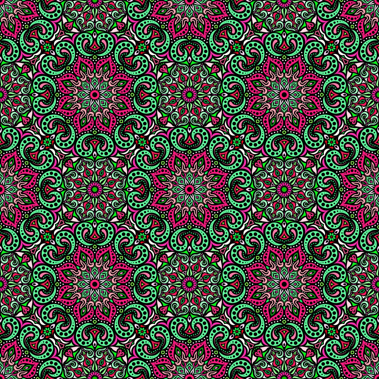 Green - Red Mandala Fabric 2007.3