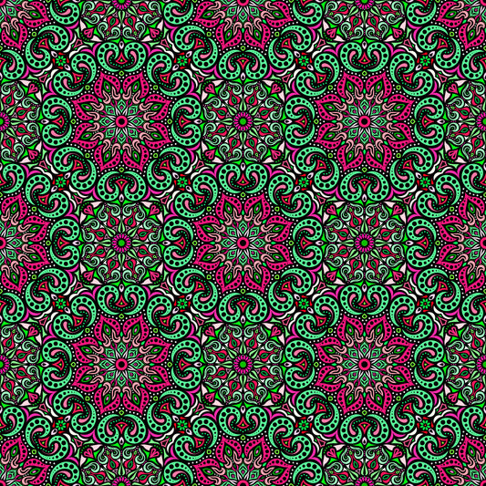Green - Red Mandala Fabric 2007.3