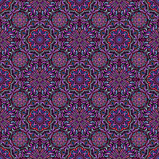 Blue - Red - Purple Mandala Fabric 2009.4