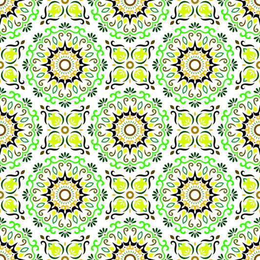 Green - Yellow Mandala Fabric - 174i