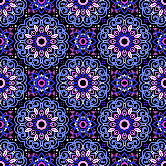 Blue - Purple Mandala Fabric - 149