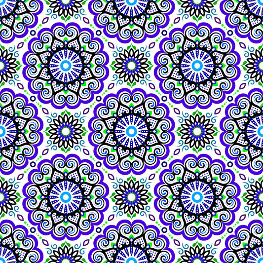 Blue - Green Mandala Fabric - 179i