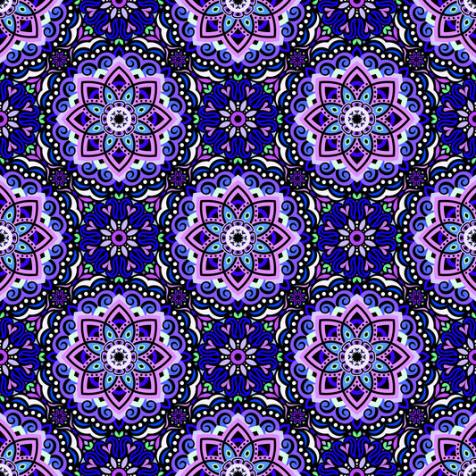 Purple - Blue - Green Mandala Fabric 2009.3