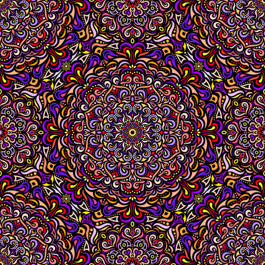 Purple - Red - Yellow Mandala Fabric 2005