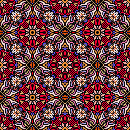 Red - Yellow - Blue Mandala Fabric 2009.2